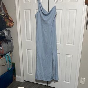 After Six Elegant Blue Women's long maxi one shoulder  Dress Size 14